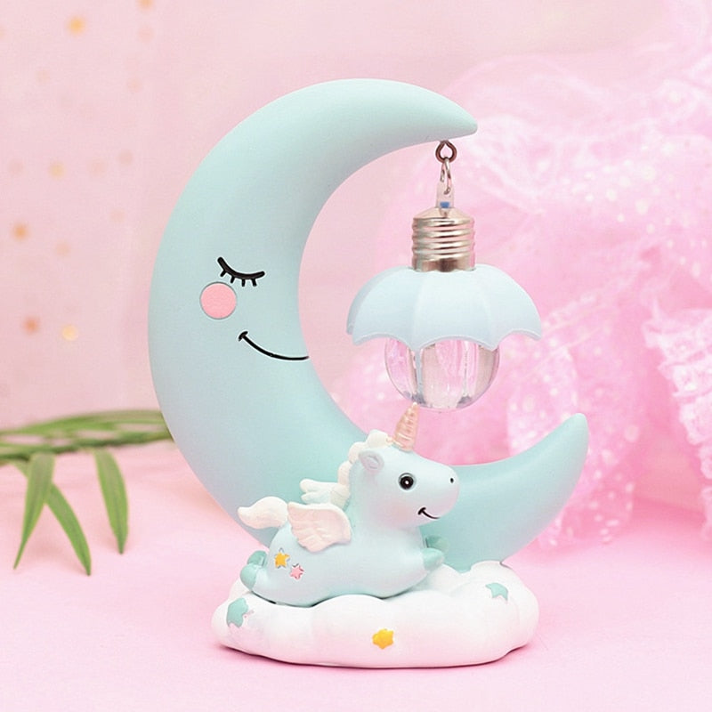 LED Night Light Unicorn Moon Resin Cartoon Night Lamp - lamp - 99fab.com