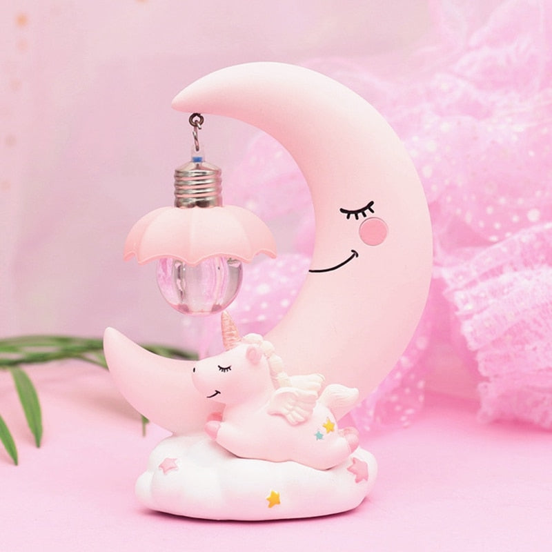 LED Night Light Unicorn Moon Resin Cartoon Night Lamp - lamp - 99fab.com