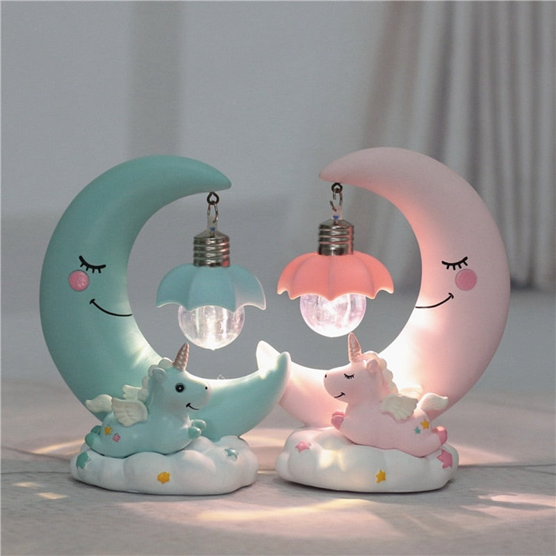 LED Night Light Unicorn Moon Resin Cartoon Night Lamp - lamp - 99fab.com