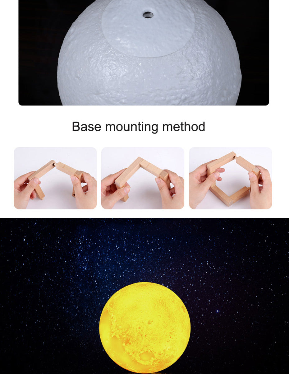 Ultrasonic Moon Air Humidifier with LED Night Lamp - led lamp - 99fab.com