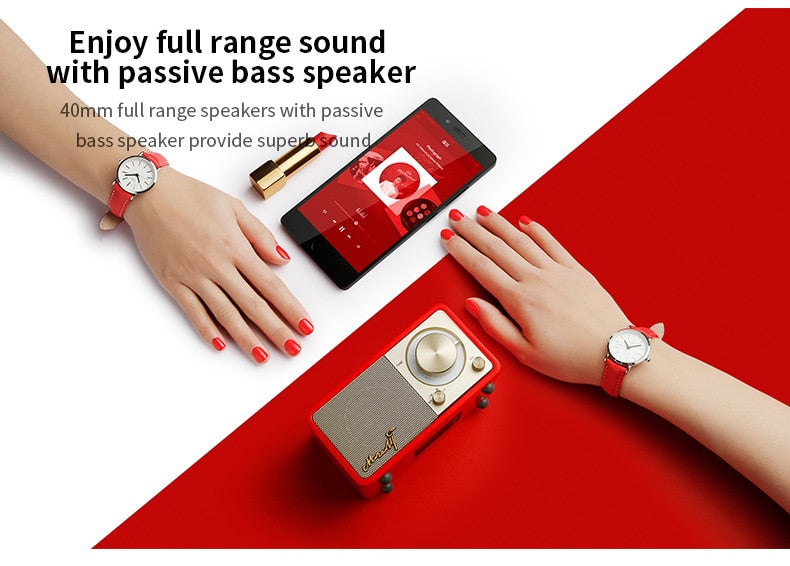 MOZART High quality mini bluetooth wireless speaker with radio - Red