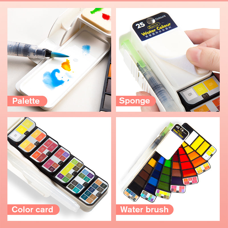 Watercolor Paint Set With Water Brush Pen Foldable Travel Water Color - Watercolor Paint Set - 99fab.com