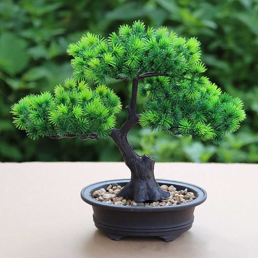 1Pc Artificial Pine Bonsai Small Green Tree Plants with Pot - Plant - 99fab.com