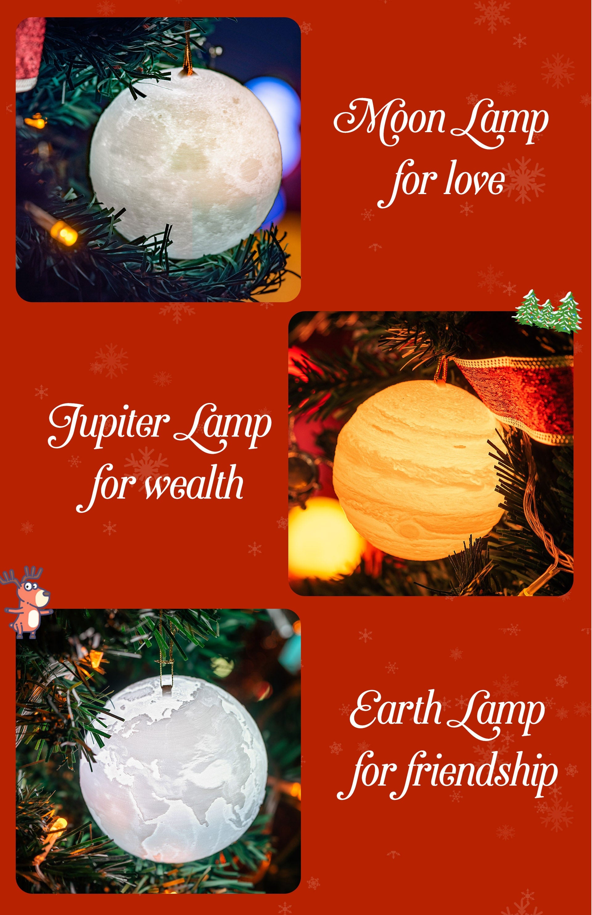 Planetary Galaxy 3D Printed Moon Christmas Decorations Lamp - Moon Lamp - 99fab.com