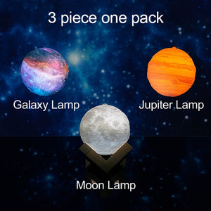 Planetary Galaxy 3D Printed Moon Christmas Decorations Lamp - Moon Lamp - 99fab.com