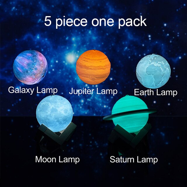 Planetary Galaxy 3D Printed Moon Christmas Decorations Lamp - Moon Lamp - 99fab.com