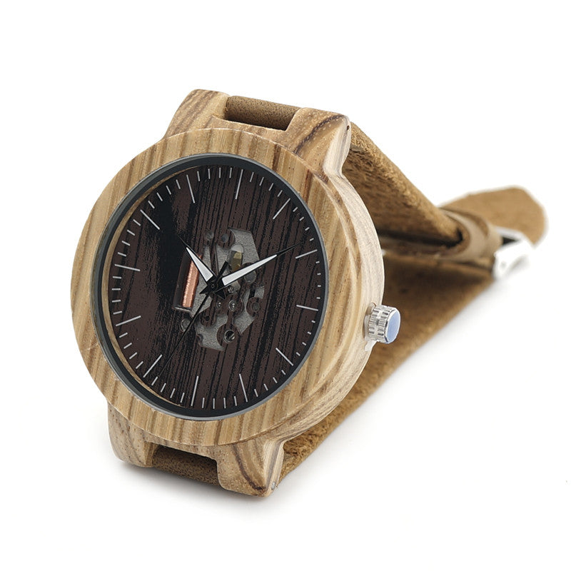 BOBO BIRD Men's Wood Watches with Natural Brown Cowhide Leather Strap - men watches - 99fab.com