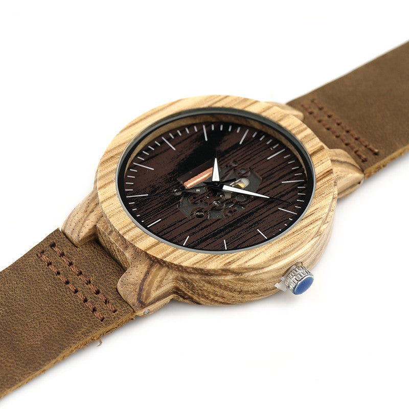 BOBO BIRD Men's Wood Watches with Natural Brown Cowhide Leather Strap - men watches - 99fab.com