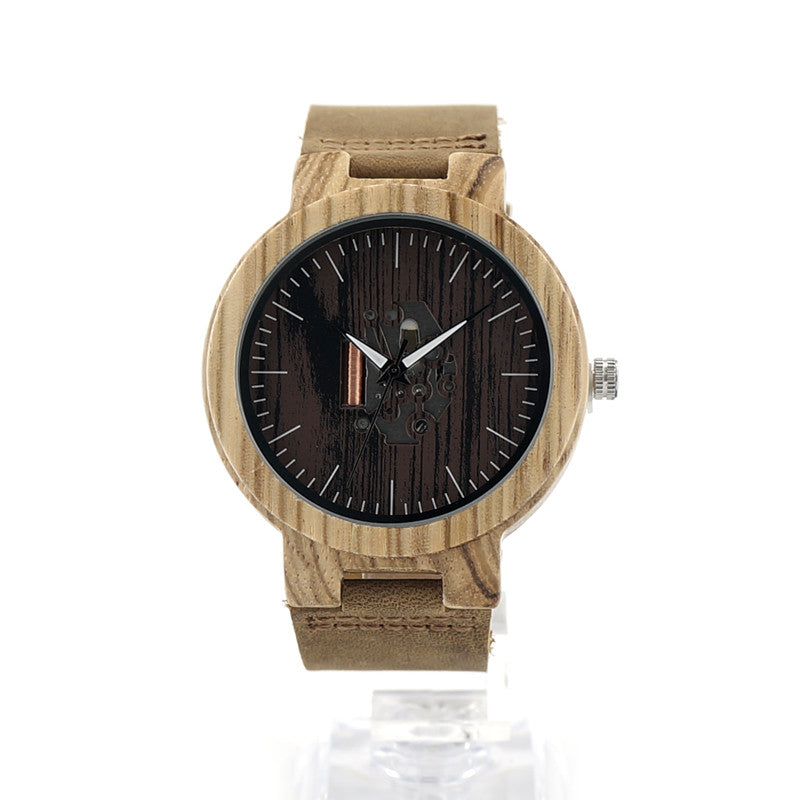 BOBO BIRD Men's Wood Watches with Natural Brown Cowhide Leather Strap - men watches - 99fab.com