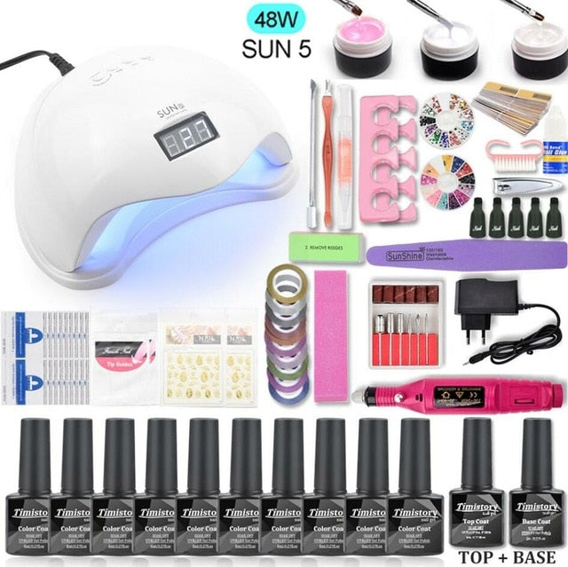 Nail Art Set With UV LED Lamp Dryer - Nail Art Tools - 99fab.com