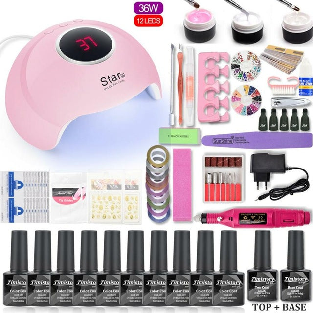 Nail Art Set With UV LED Lamp Dryer - Nail Art Tools - 99fab.com