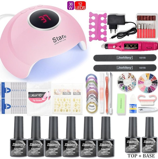 Nail Art Set With UV LED Lamp Dryer - Nail Art Tools - 99fab.com