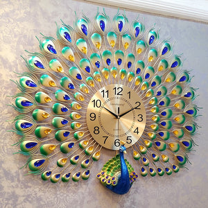 Peacock wall clock European living room creative clock - wall clock - 99fab.com