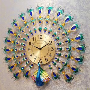 Peacock wall clock European living room creative clock - wall clock - 99fab.com