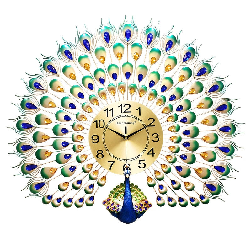 Peacock wall clock European living room creative clock - wall clock - 99fab.com