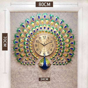 Peacock wall clock European living room creative clock - wall clock - 99fab.com