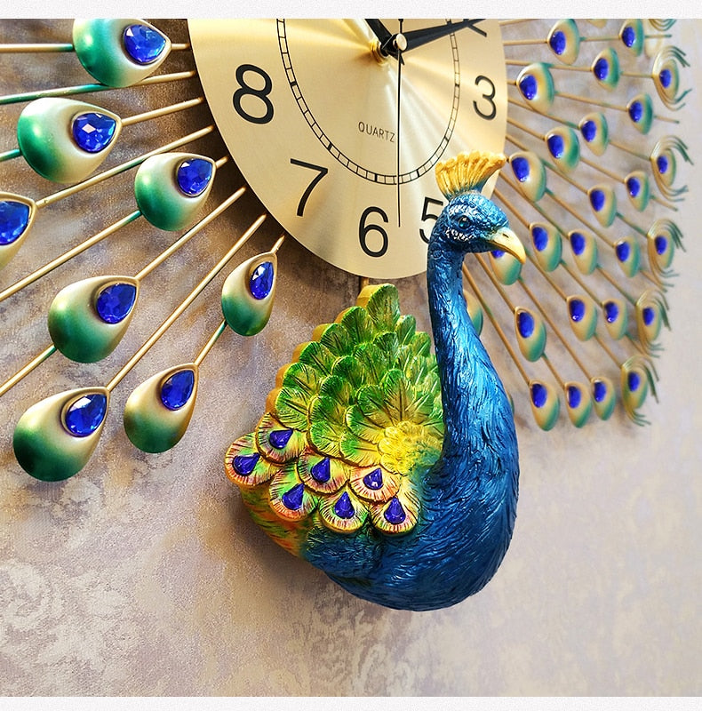 Peacock wall clock European living room creative clock - wall clock - 99fab.com