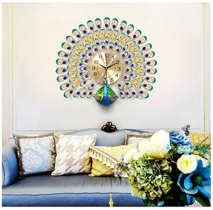 Peacock wall clock European living room creative clock - wall clock - 99fab.com