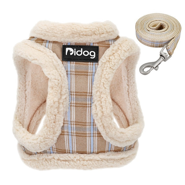 Small Dog Cotton Winter Harness Vest and Leash Set - 99FAB