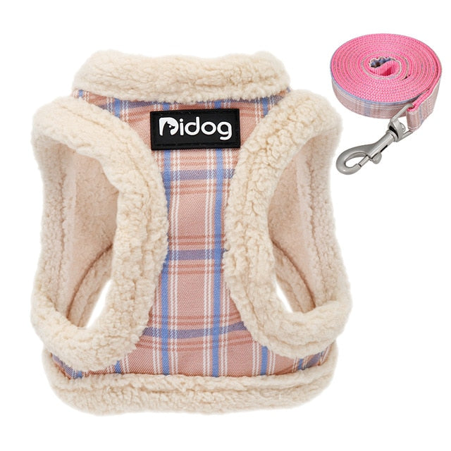 Small Dog Cotton Winter Harness Vest and Leash Set - 99FAB