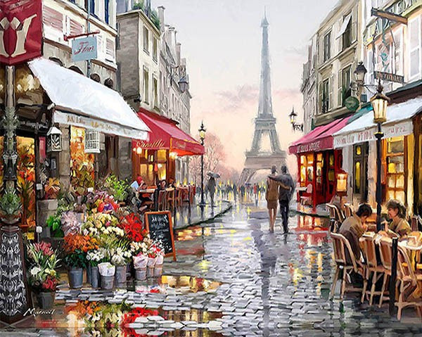 Frameless Paris Street DIY Painting By Numbers Hand painted - art - 99fab.com