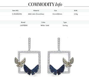 Micro Paved CZ Crystal Double Butterfly Drop Earrings - women accessories - 99fab.com