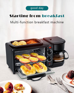 3 In 1 Electric Breakfast Machine Multifunction Coffee maker frying pan mini oven - Breakfast Machine - 99fab.com