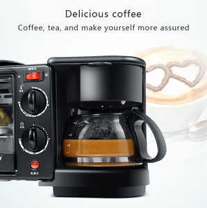 3 In 1 Electric Breakfast Machine Multifunction Coffee maker frying pan mini oven - Breakfast Machine - 99fab.com