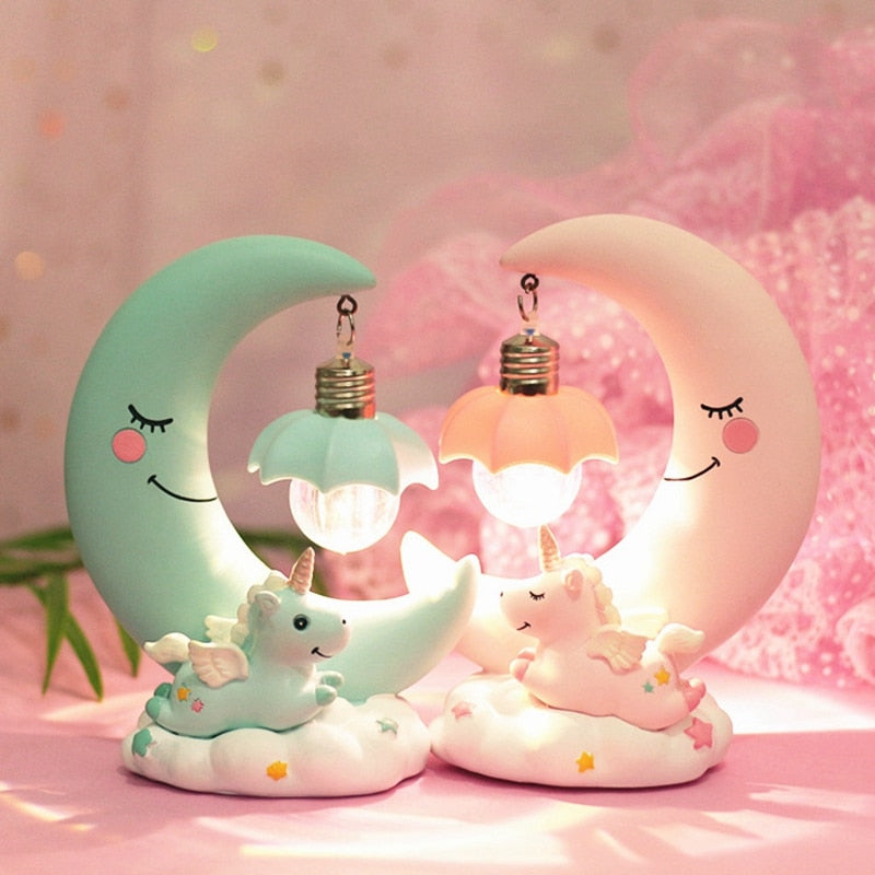 LED Night Light Unicorn Moon Resin Cartoon Night Lamp - lamp - 99fab.com