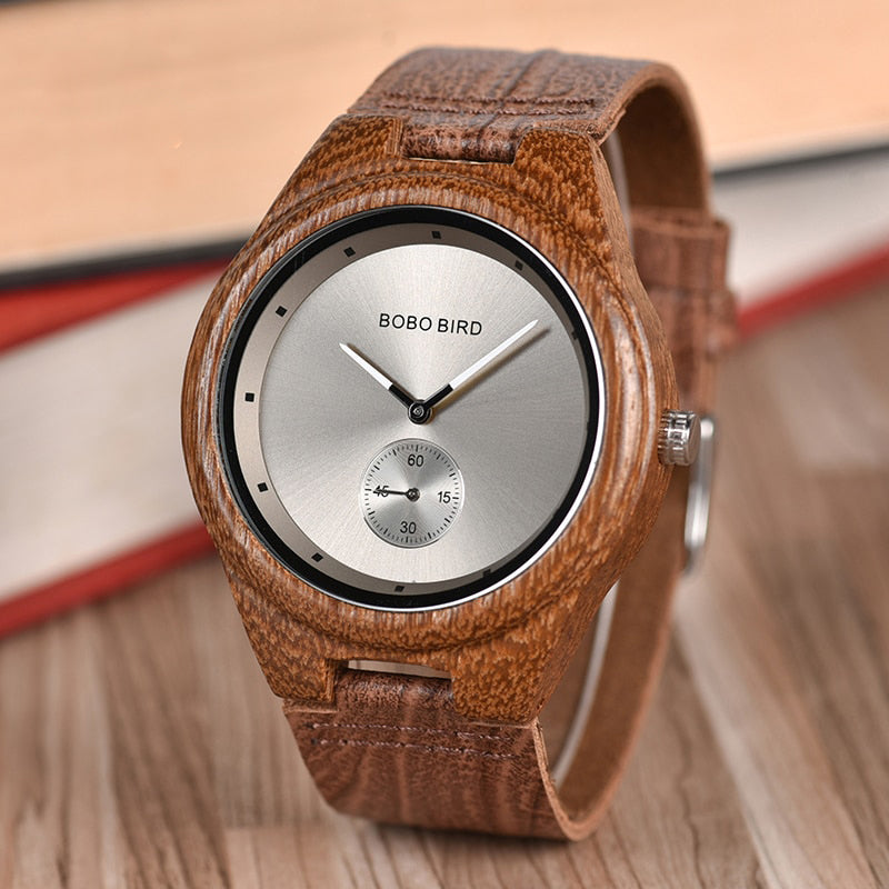 BOBO BIRD Wooden Timepieces Luxury Leather Strap Quartz Watch