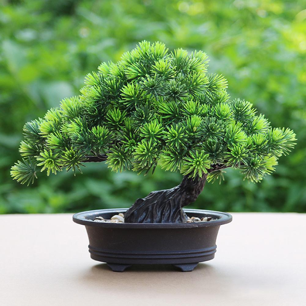 1Pc Artificial Pine Bonsai Small Green Tree Plants with Pot - Plant - 99fab.com