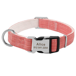 Nylon Personalized Dog Collar Custom Pet Name ID Collar Free Engraving