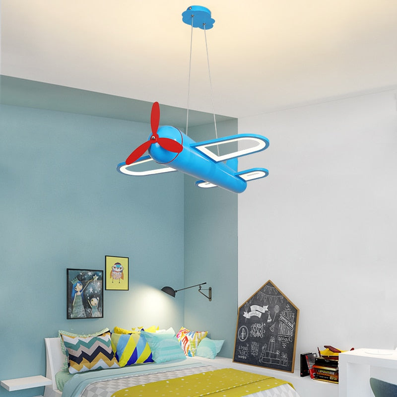 LED chandeliers light airplane blue yellow lights for children room - 99FAB