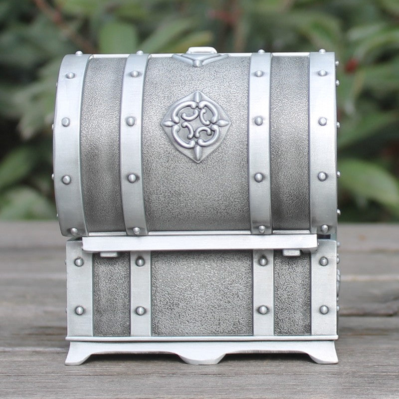 Pewter plated rectangular shape metal jewelry trinket money box - decor - 99fab.com