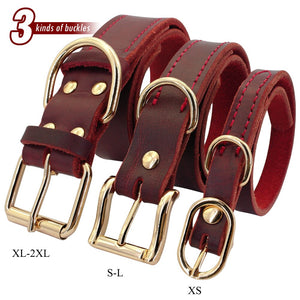 Dog Collar Genuine Leather Pet Collars For Small Medium Large Dogs