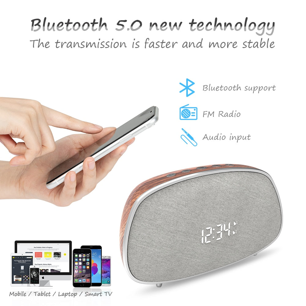 Retro Wood Bluetooth Speaker Wireless Portable FM Radio