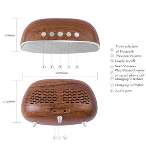 Retro Wood Bluetooth Speaker Wireless Portable FM Radio