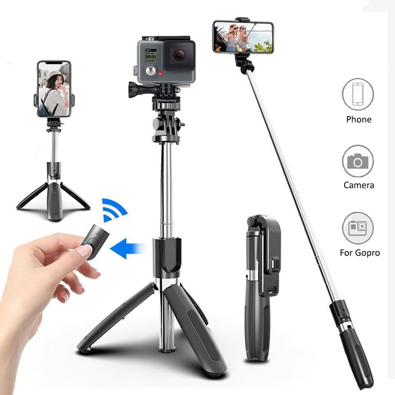 Wireless Bluetooth Selfie Stick Tripod Foldable Universal for SmartPhones Go pro Sports