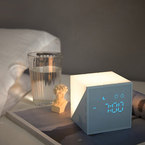 Mini LED USB Night Light with Alarm Clocks Voice Control Touch Cube Rechargeable