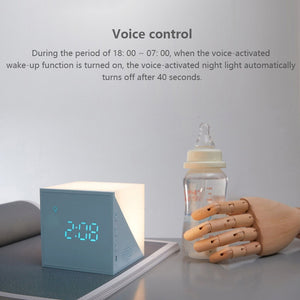 Mini LED USB Night Light with Alarm Clocks Voice Control Touch Cube Rechargeable