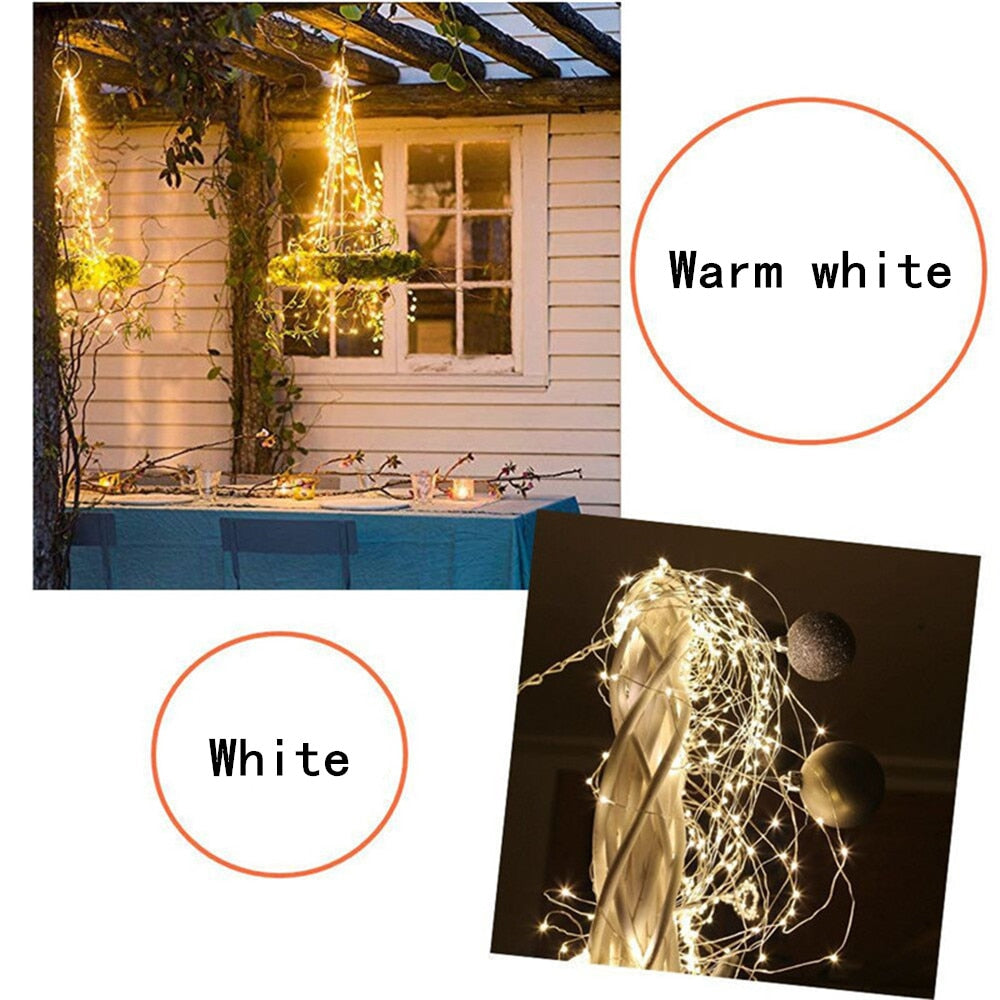 100/200/280/600 LED Solar String Light LED Copper Wire Vines Lamp