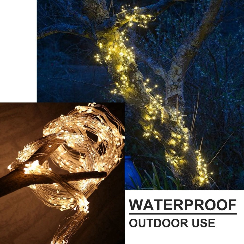 100/200/280/600 LED Solar String Light LED Copper Wire Vines Lamp