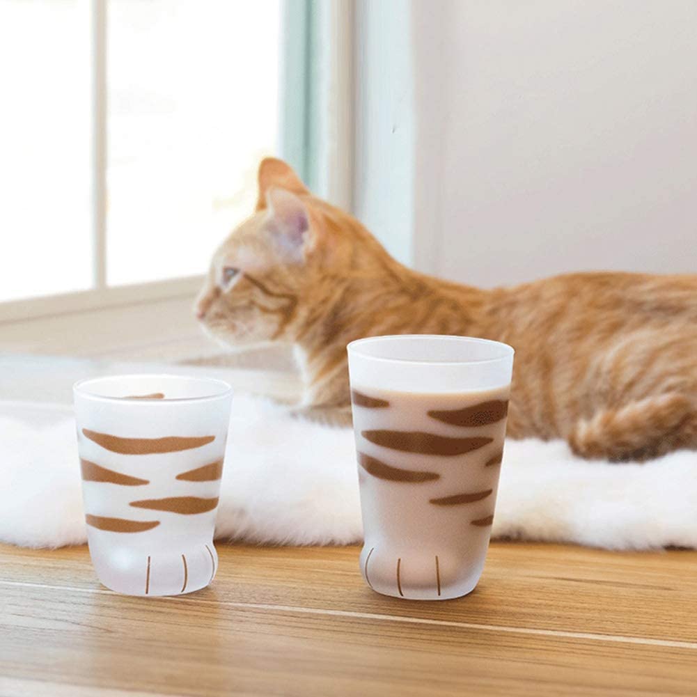 Frosted Glass Cat Paw Cup 3pcs set