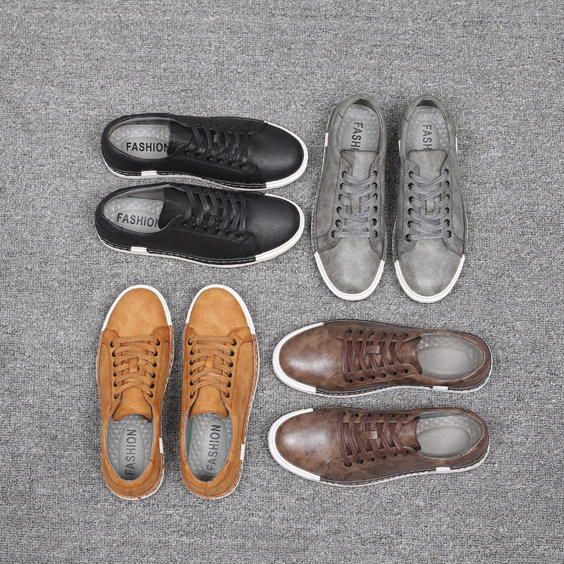 Men's Casual Shoes Lace-up Style Flat Leather Shoes