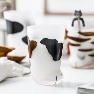 Frosted Glass Cat Paw Cup 3pcs set