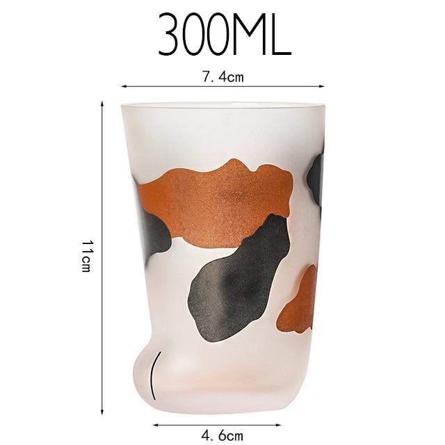 Frosted Glass Cat Paw Cup 3pcs set