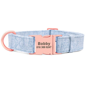 Personalized Adjustable Dog Collar with Leash and Custom Pet Name ID Free Engraving
