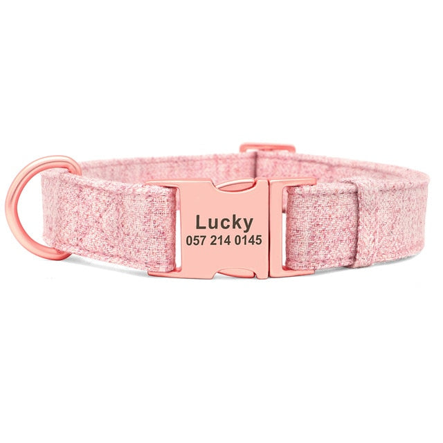 Personalized Adjustable Dog Collar with Leash and Custom Pet Name ID Free Engraving