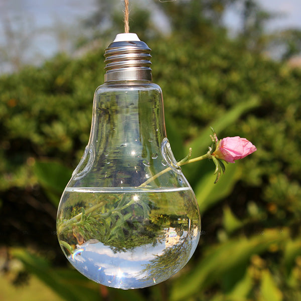 Clear Bulb Shape Glass Hanging Vase Terrarium Hydroponic - decor - 99fab.com