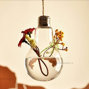 Clear Bulb Shape Glass Hanging Vase Terrarium Hydroponic - decor - 99fab.com